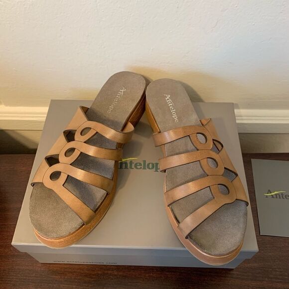 Antelope leather slide platform slip on sandal size US9; EU40 NIB - Picture 9 of 14